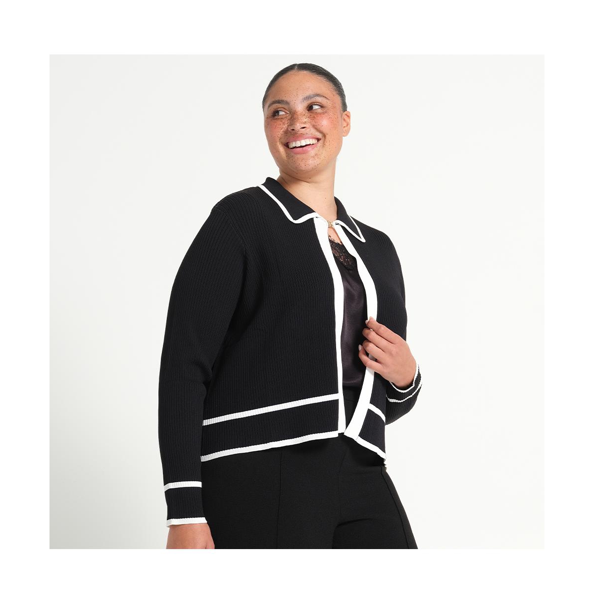 Estelle Plus Gracie Contrast Cardi