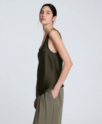 Women's Satin Scoop Neck Sleeveless Tank Top