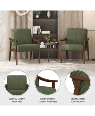 Armchair  Corduroy Fabric   Mid-Century Modern Style  Upholstered accent chair