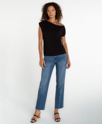 Women's Short-Sleeve Asymmetrical Off-The-Shoulder Top
