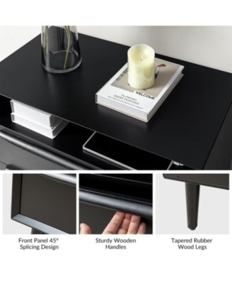 Kay Mid-century Modern 2 - Drawer End Table with  Built-In Outlets