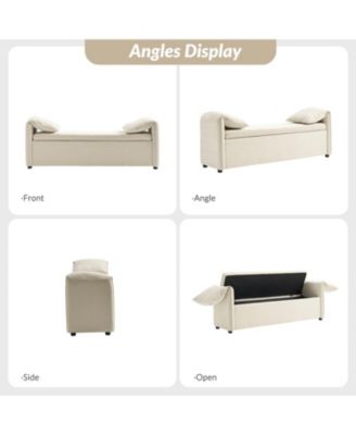 Mid-century Modern Lydia Storage Bench with Solid Wood Legs