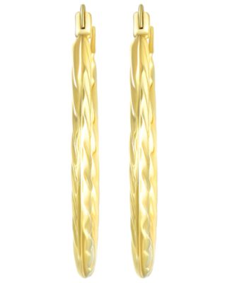 Timeless Cable Oval Hoop Earrings in 10k Yellow Gold