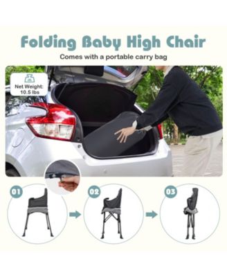 Toddler Folding High Chair with 2-position Tray Adjustable Safety Baffle