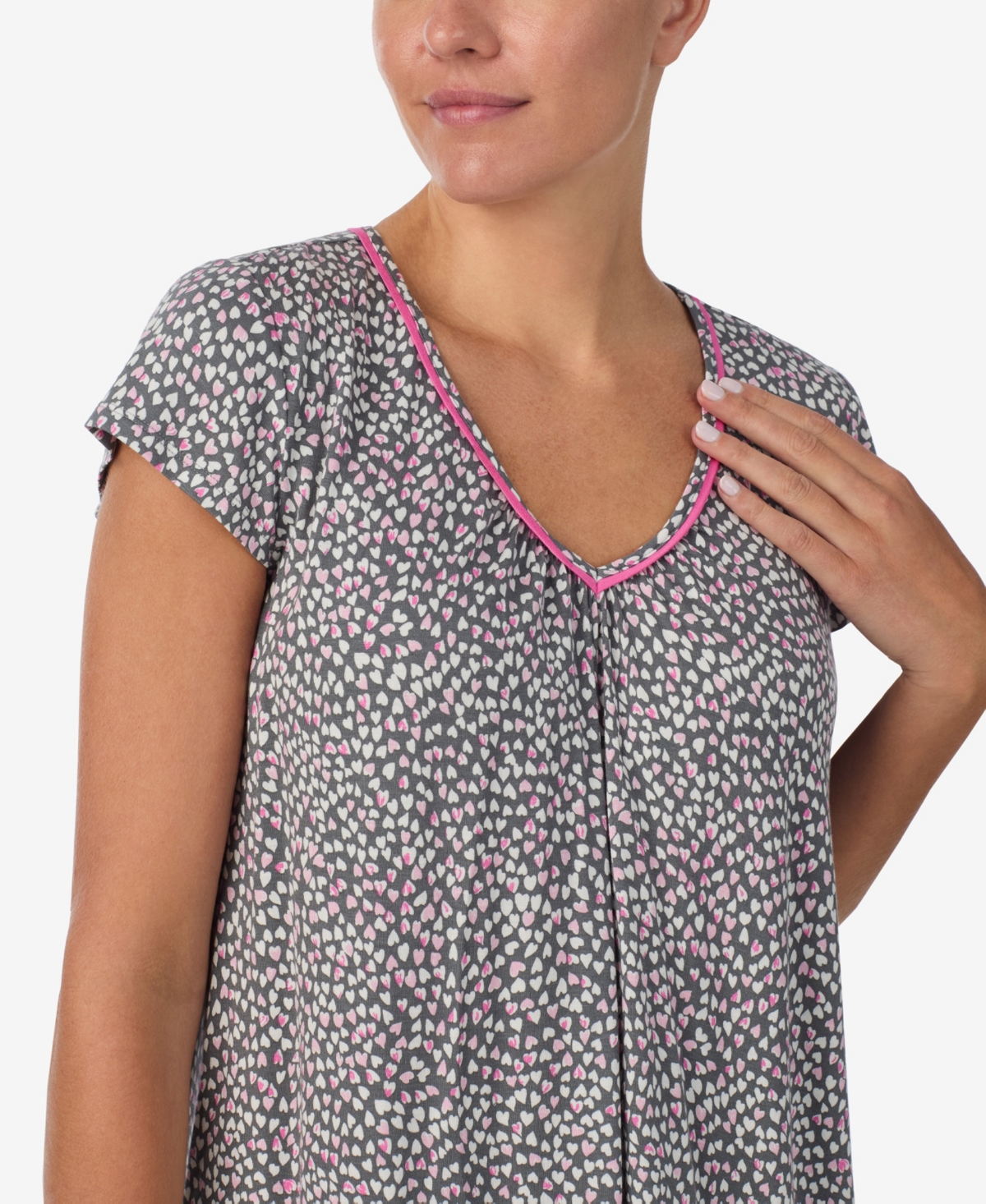 Ellen Tracy Women's Cap-sleeve Top And Cropped Pajama Pants, 2-piece Set In Gray