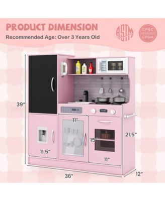 SUGIFT Wooden Corner Play Kitchen with Water Circulation System and Lights