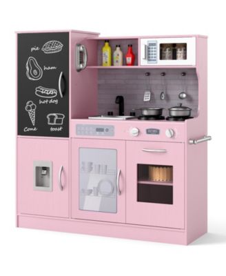 SUGIFT Wooden Corner Play Kitchen with Water Circulation System and Lights