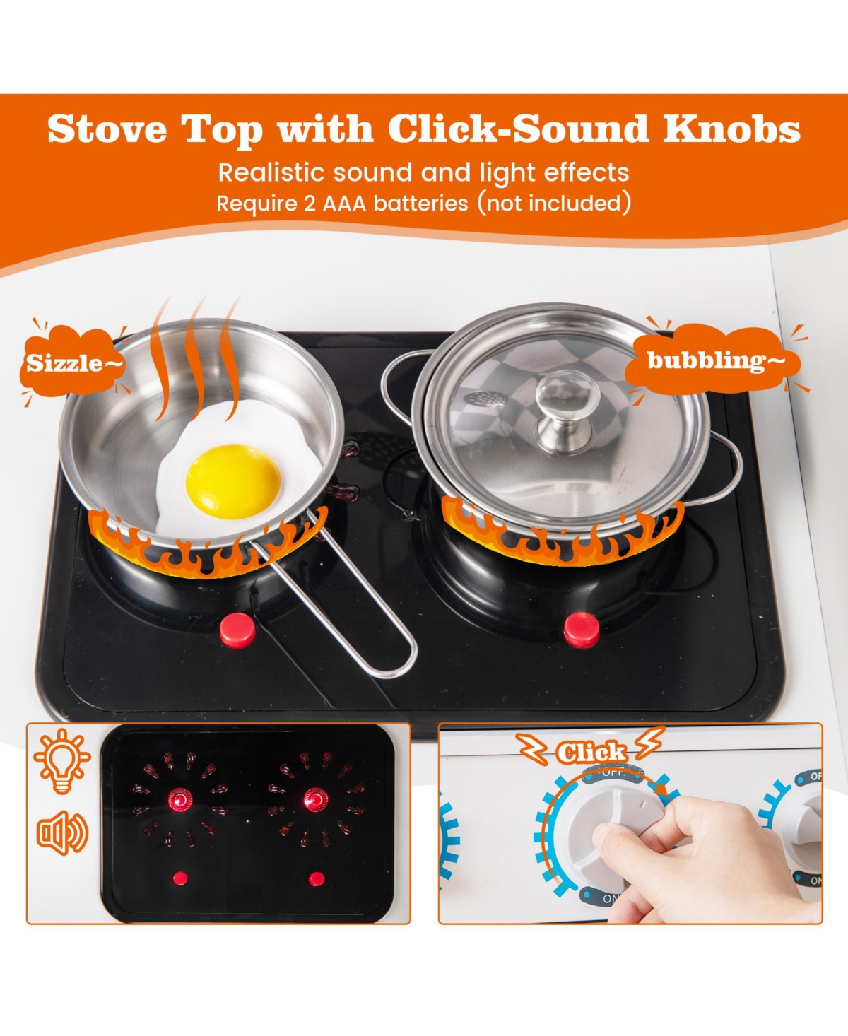 Pretend Play Kitchen for Kids Aged 3+ with Real Sounds and Lights