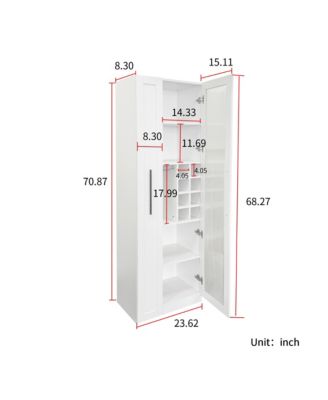 Kitchen Pantry Cabinet with Glass Doors and Pull-Out Multi-Tier Shelves, Storage Organizer for Kitchen and Bar