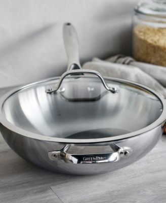 Stainless Steel 12" Valencia Pro Uncoated Covered Wok with Lid