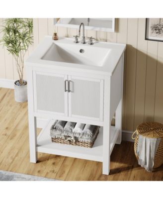 24" Modern Bathroom Vanity with Sink,2 Doors and 1 Drawer, Freestanding Bathroom Vanities Cabinet Combo