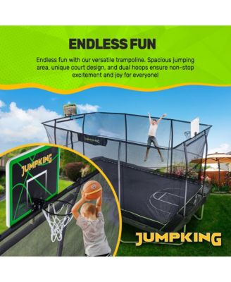 10' x 15' Rectangle Trampoline includes 2 Basketball Hoops with Breakaway Rim and Ladder