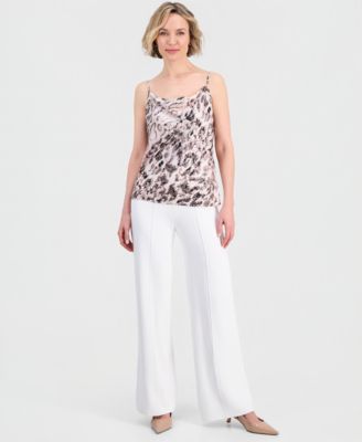 Women's Printed Cowl-Neck Satin Tank Top