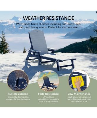 2-Piece Outdoor Patio Chaise Lounge Chair with Wheels & Cup Holder with Patio Side Table