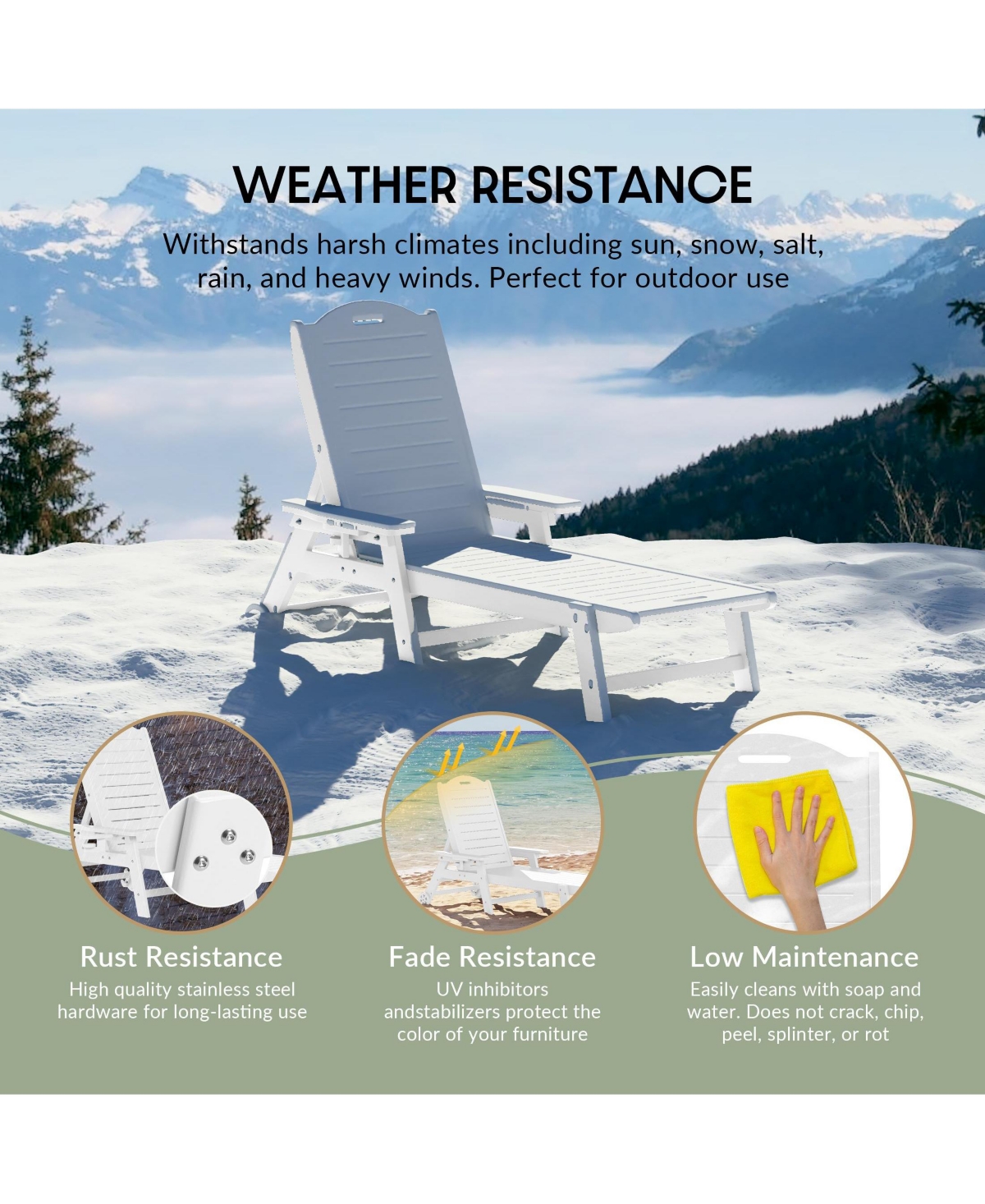 WestinTrends 2-Piece Outdoor Patio Chaise Lounge Chair with Wheels & Cup Holder Side Table