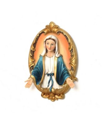 Blessed Virgin Mary Wall Plaque, Oval Religious Decor for Home & Prayer Space