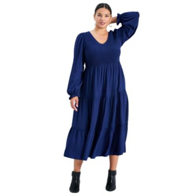 Women's Plus Size Indi Puff Sleeve Shirred Dress
