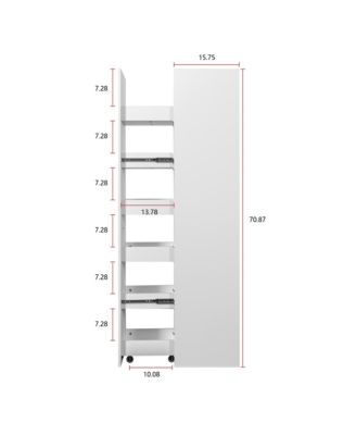 Slim Rolling Storage Cart with Handle and Wheels, Wood Spice Rack, Pantry Organizer for Kitchen and Small Spaces