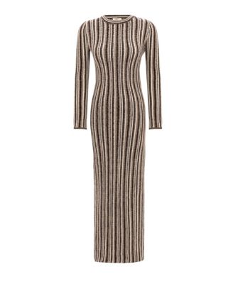 Women's Juniper Backless Striped Wool Maxi Dress