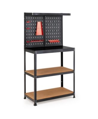 Tool Storage Workbench with Peg Board 2 Lower Shelves 14 Hanging Accessories