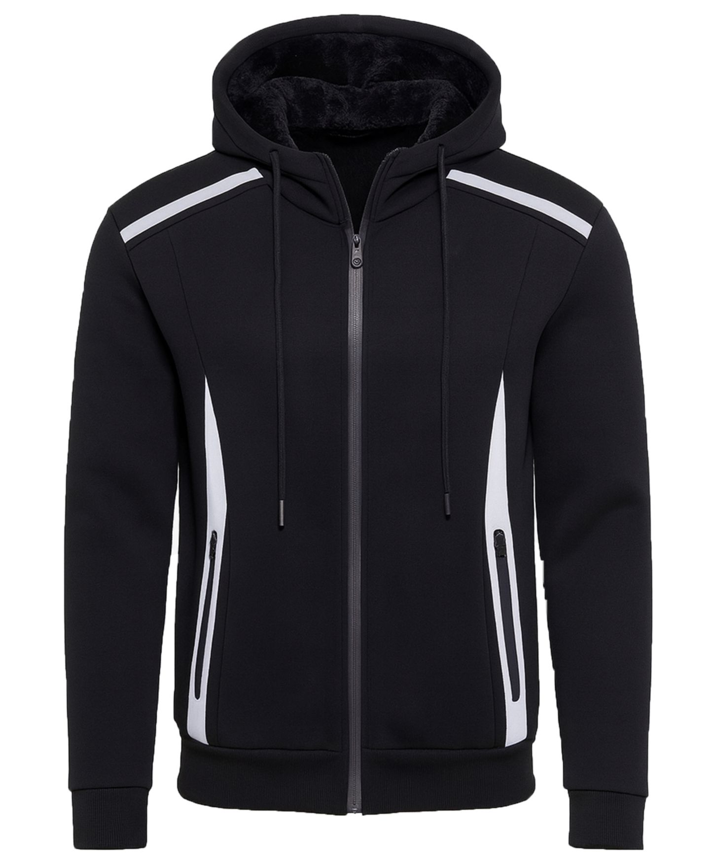 Мужское худи Blu Rock Slim-Fit Reflective Tech Full-Zip, цвет: Чёрный — фото 1
