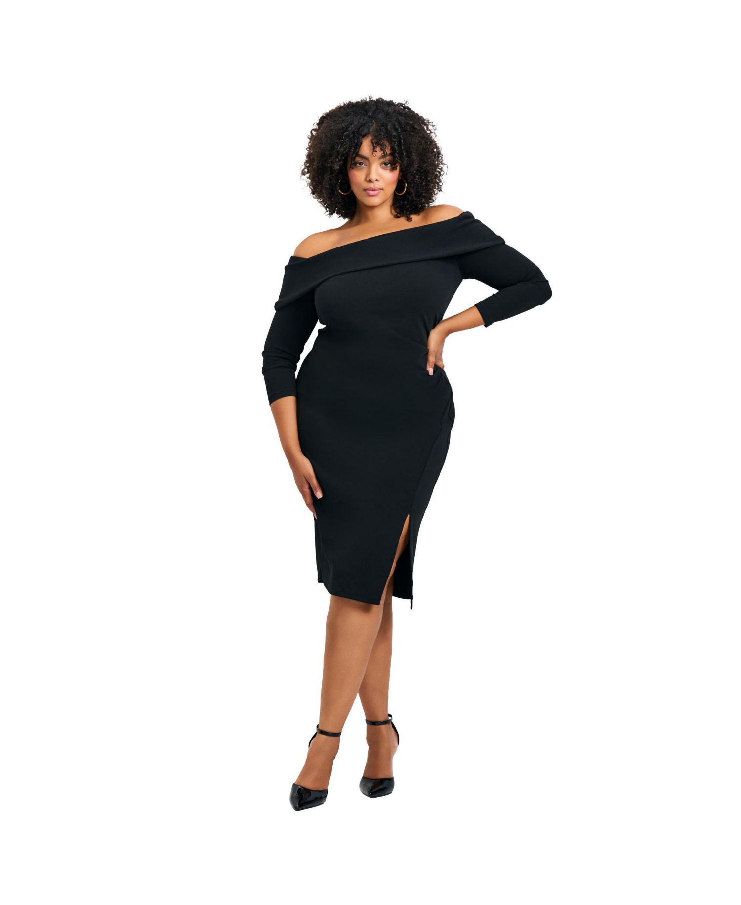 Women's Plus Size Collette Off Shoulder Gathered Waist Dress