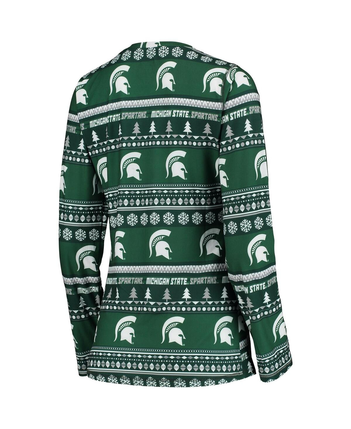 Concepts Sport Women's 2-piece Green Michigan State Spartans Holiday Long Sleeve Top And Pants Sleep Set In Green
