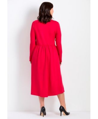 Women's Fit And Flare Midi Ponte Dress