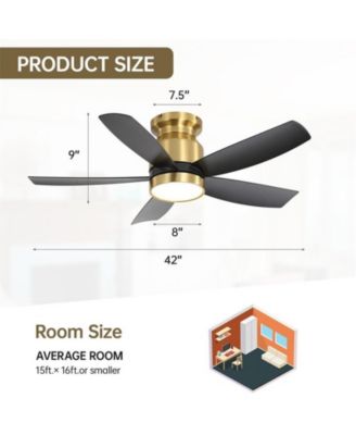 42-inch Modern Golden 5-Blade Ceiling Fan With 6-Speed Adjustable Wind Speed and Light Kit