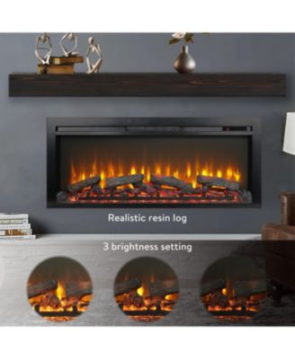 44 inch wall recessed electric fireplace with remote and Imitation Flame , LED light heater