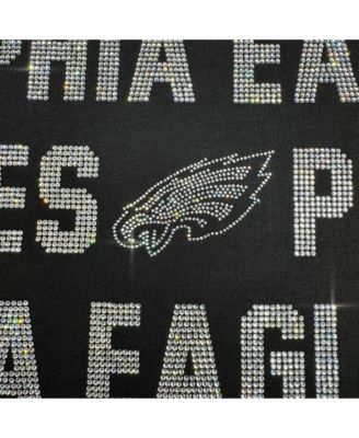 Women's Black Philadelphia Eagles Oversized Hype Era Rhinestone Text Sweatshirt