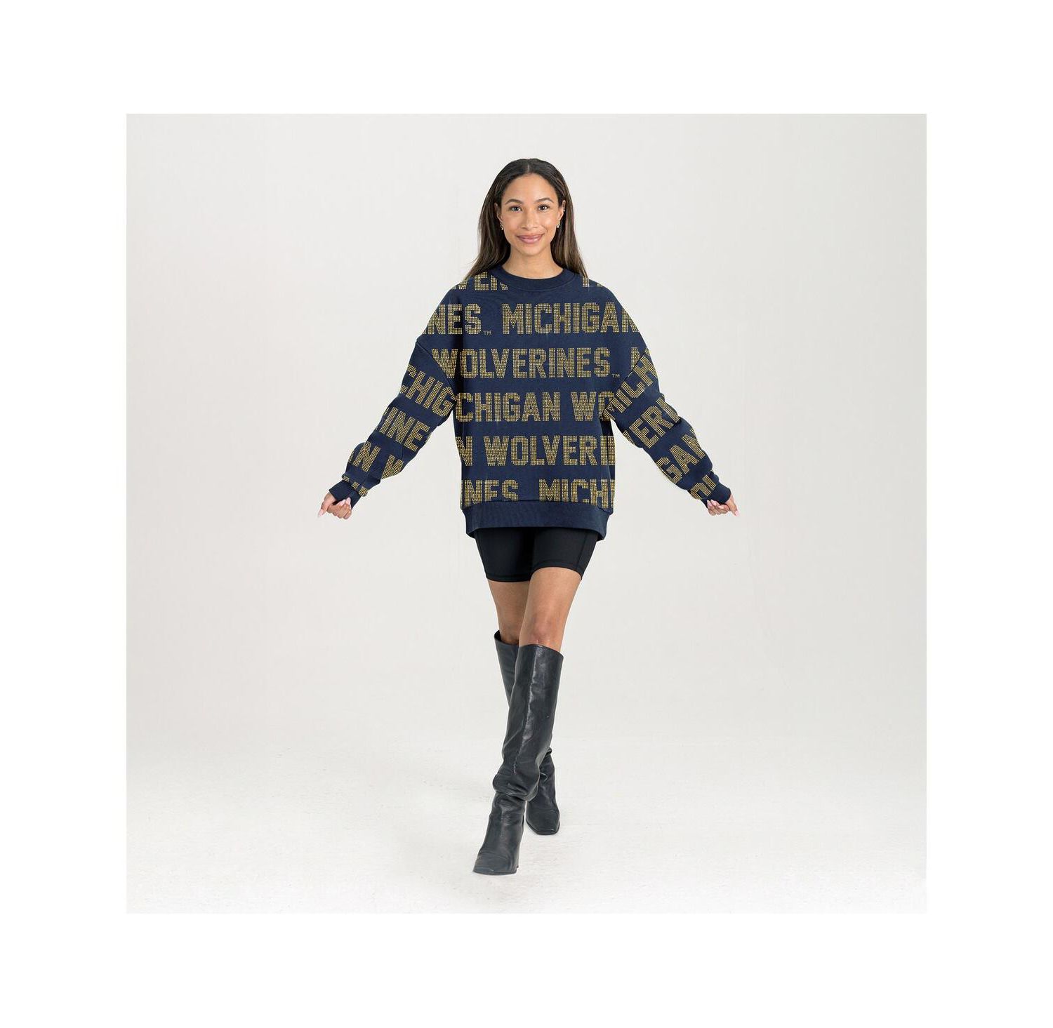 Women's Navy Michigan Wolverines Hype Era Sweatshirt