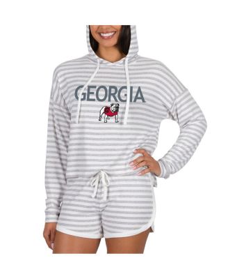 Concepts Sport - Women's Cream Georgia Bulldogs Visibility Long Sleeve Hoodie Top Shorts Set