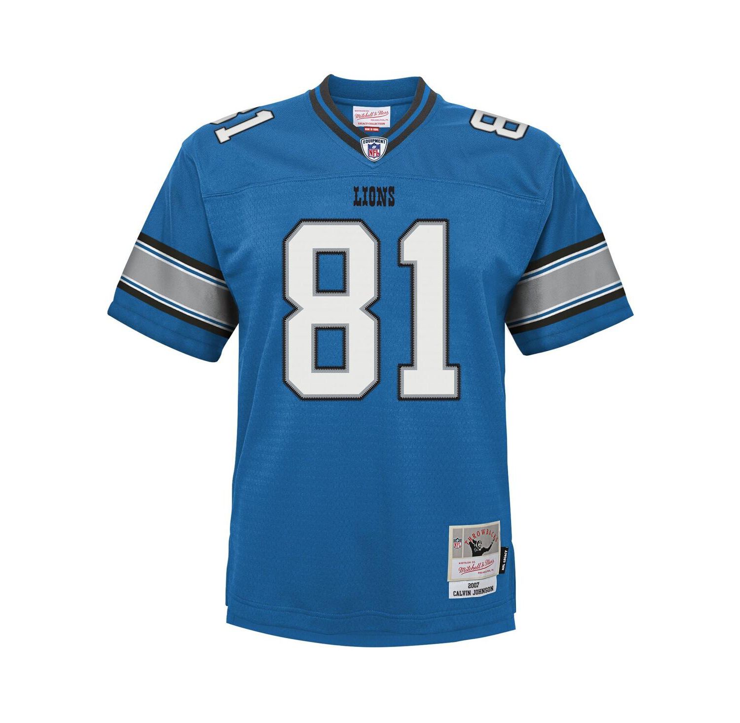 Big Boys and Girls Calvin Johnson Blue Detroit Lions Legacy Replica Jersey