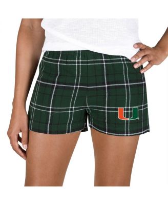 Concepts Sport - Women's Green/Black Miami Hurricanes Ultimate Flannel Shorts