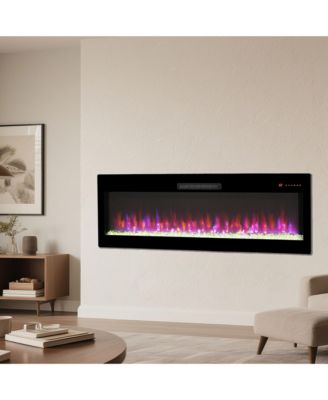 Smart 50" WiFi-Enabled Electric Fireplace Heater, Recessed in-Wall and Wall-Mounted