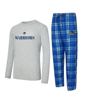 Concepts Sport - Men's Royal/Heather Gray Golden State Warriors Regulate Long Sleeve T-Shirt Plaid Pant Set