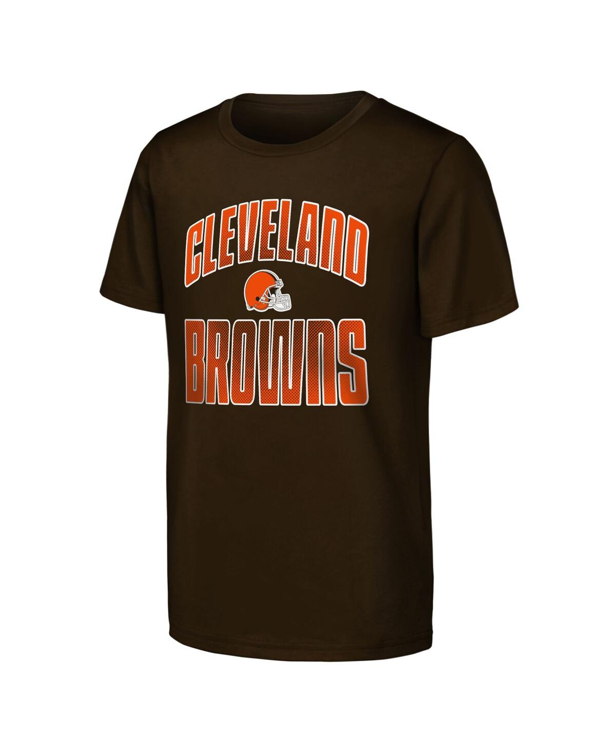 Outerstuff Big Boys And Girls 2-pack Brown Cleveland Browns Never Quit T-shirt Set In Animal Print