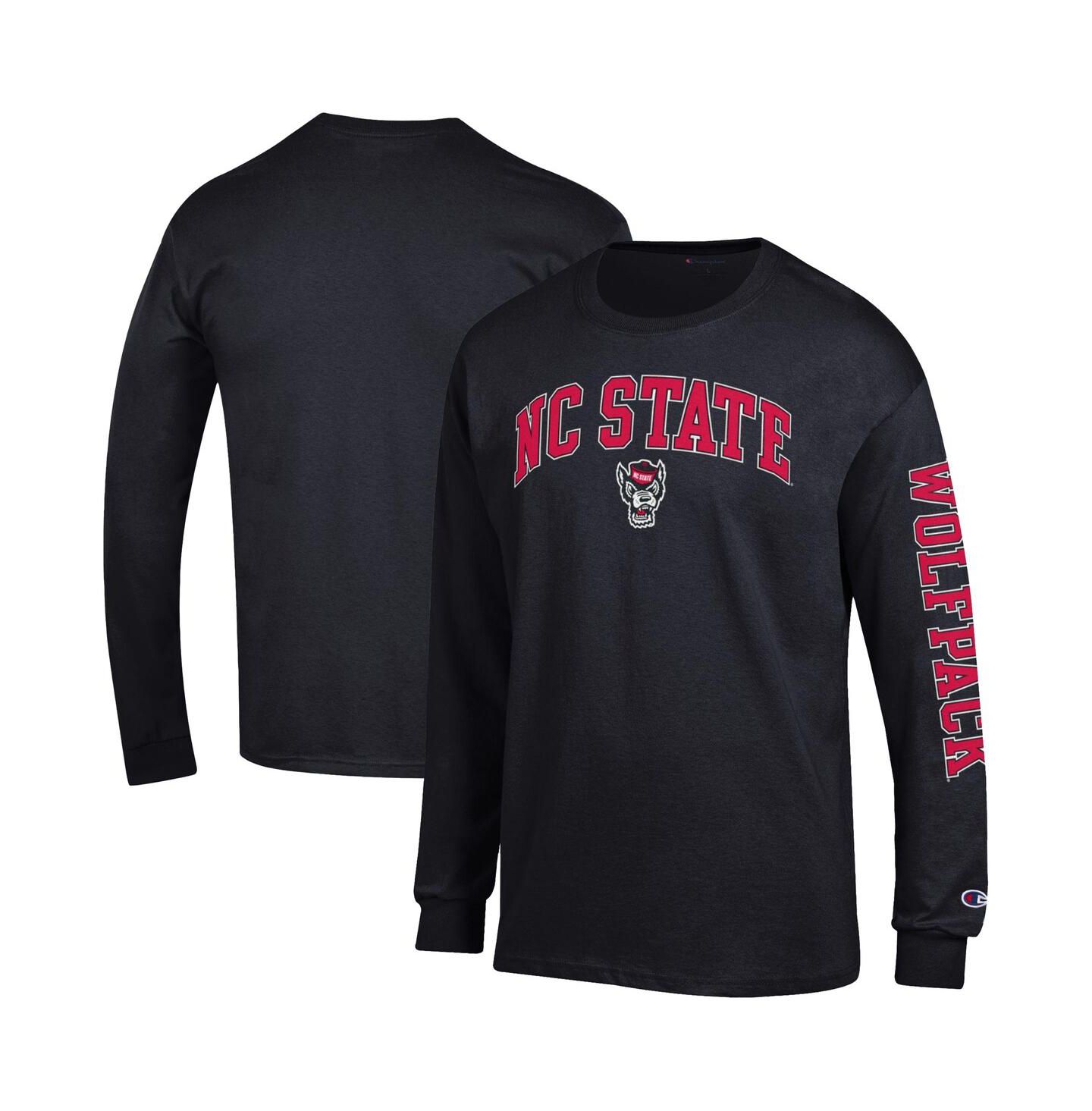Мужская футболка Champion Black NC State Wolfpack Arch Over Logo Long Sleeve — фото 1