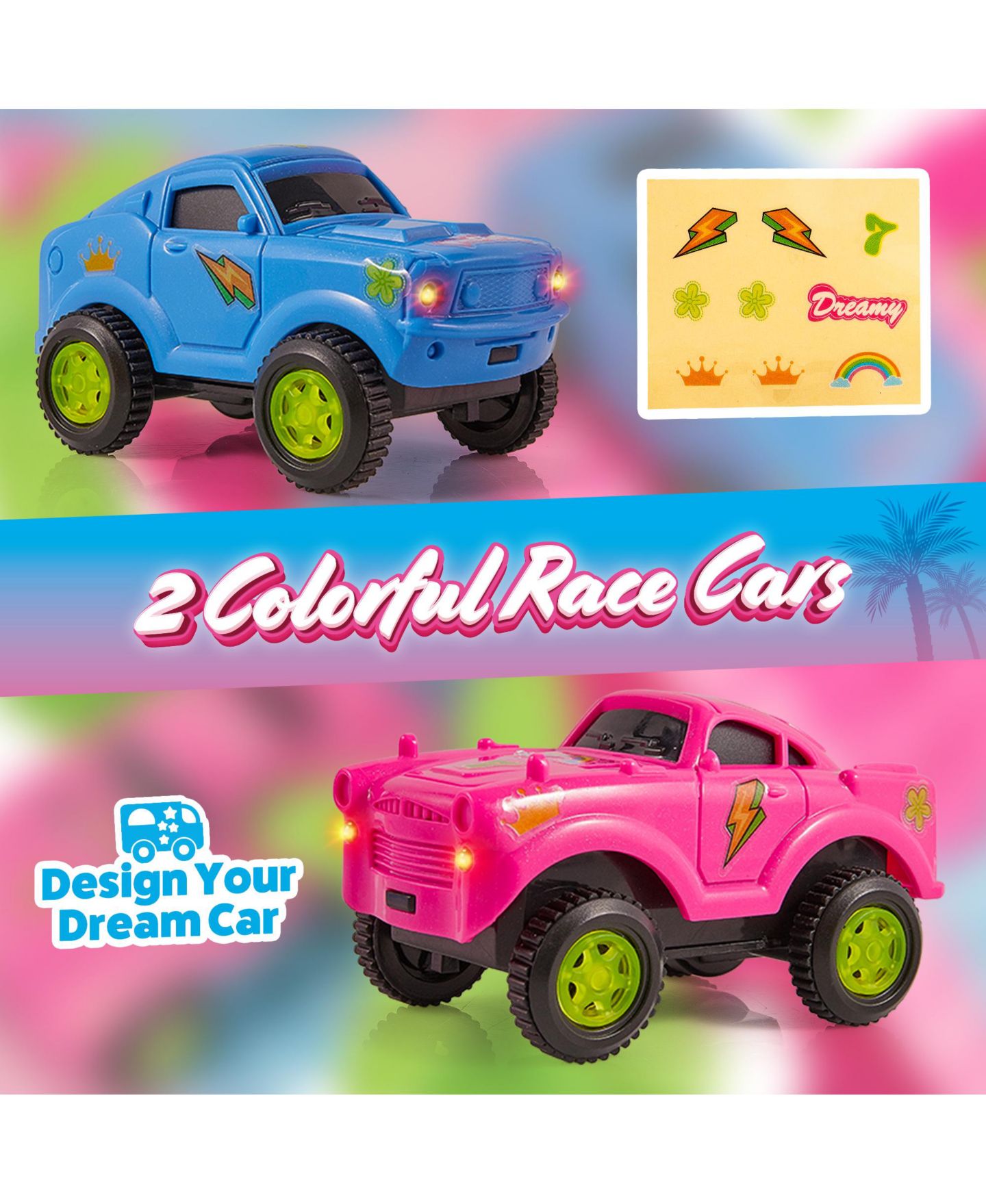 Детские конструкторы USA Toyz Pink Paradise 225-Piece Snap Tracks Set, Ages 3+ — фото 7