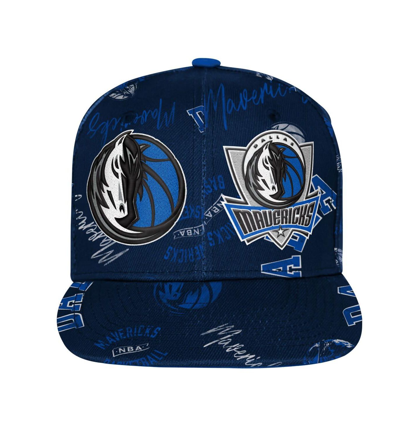 Детская кепка Outerstuff Navy Dallas Mavericks Street Hooper Allover Print Snapback Hat — фото 3