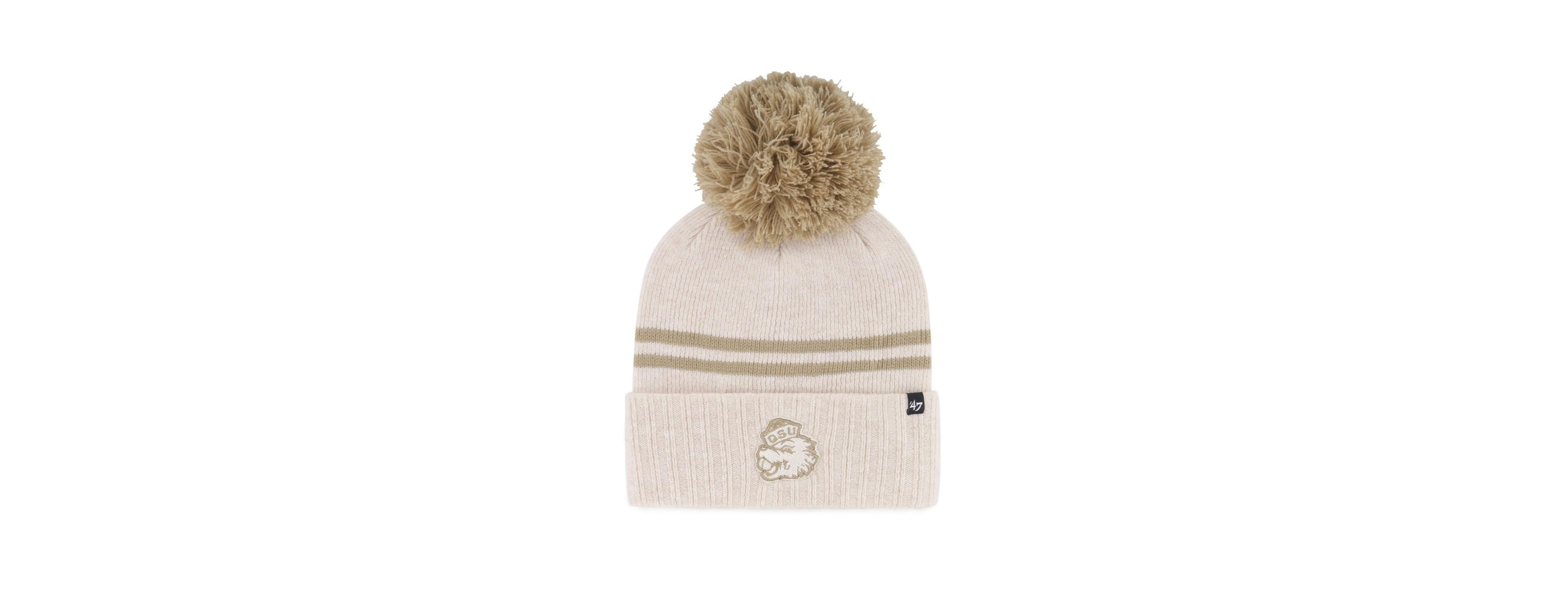 '47 Brand Women's Natural Oregon State Beavers Core Inline Latte Cuffed with Pom Knit Hat