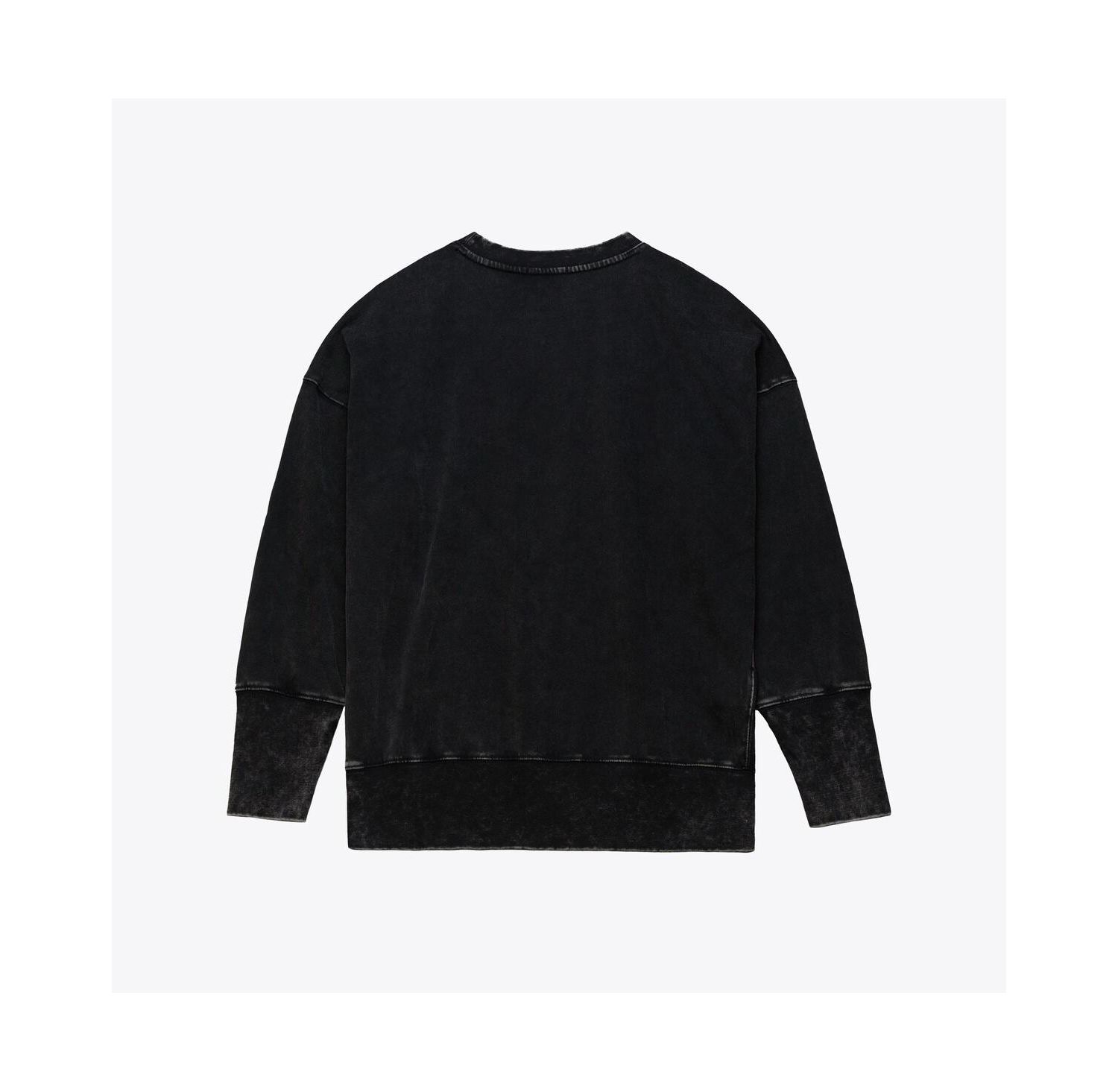 Women's Black New York Giants Delineate Mineral Wash Crewneck Sweatshirt