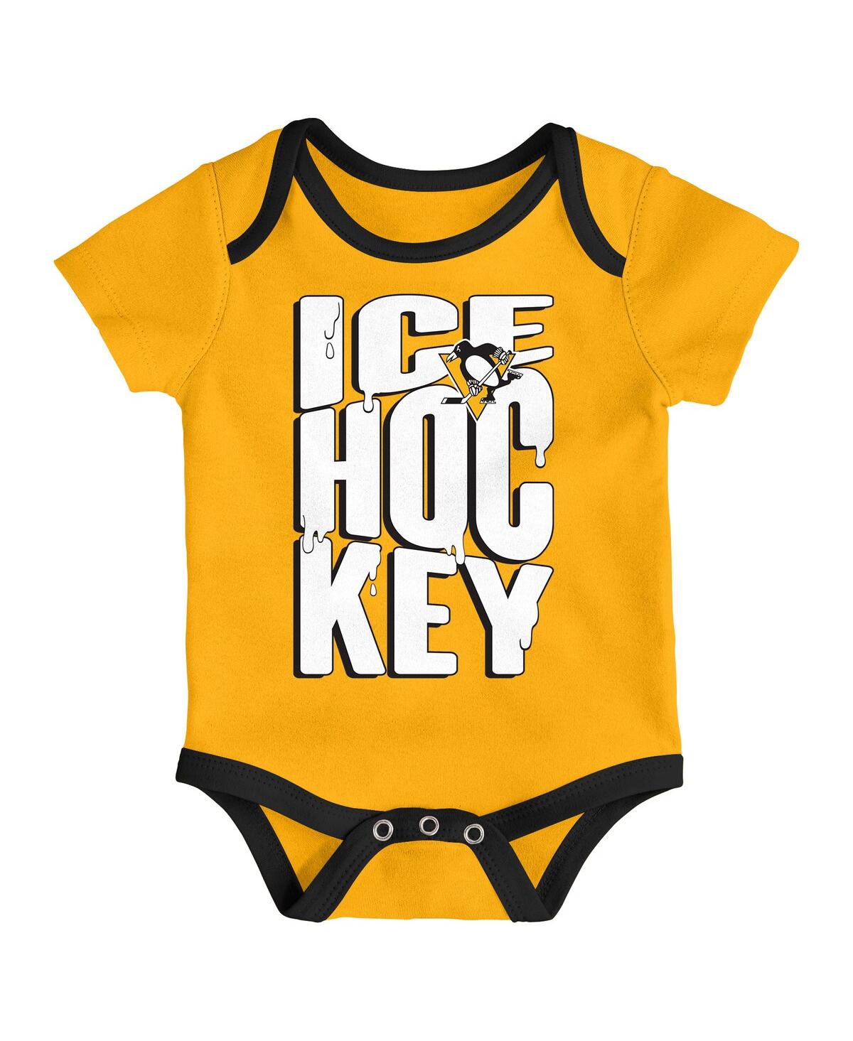 Outerstuff Baby Boys and Girls 3-Piece Pittsburgh Penguins Triple Header Bodysuit Set