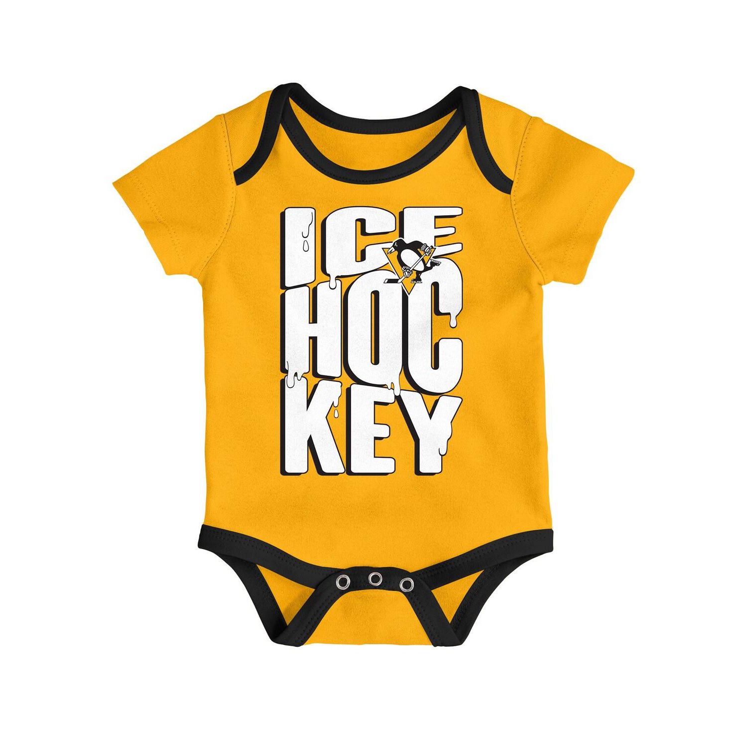 Baby Boys and Girls 3-Piece Pittsburgh Penguins Triple Header Bodysuit Set