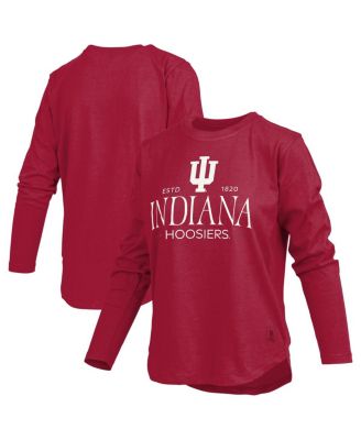 Pressbox - Women's Crimson Indiana Hoosiers Silver on Long Sleeve T-Shirt