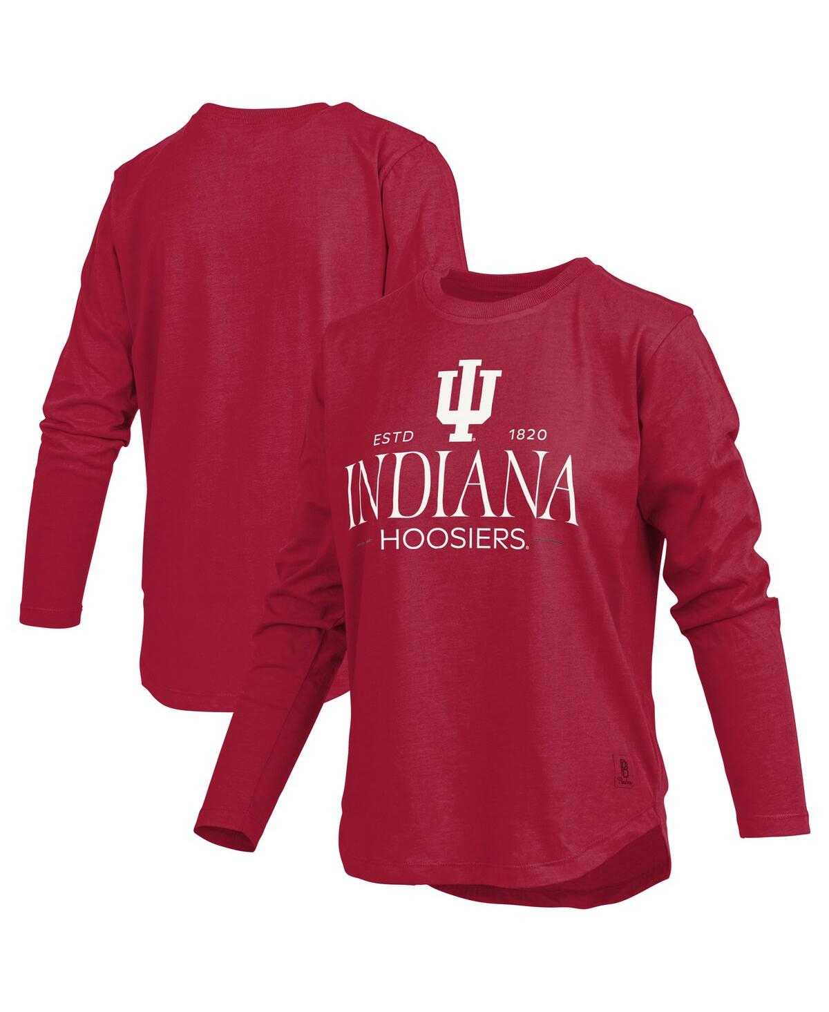 Pressbox Women's Crimson Indiana Hoosiers Silver On Long Sleeve T-shirt In Red