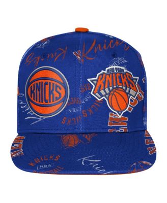Big Boys and Girls Blue New York Knicks Street Hooper Allover Print Snapback Hat