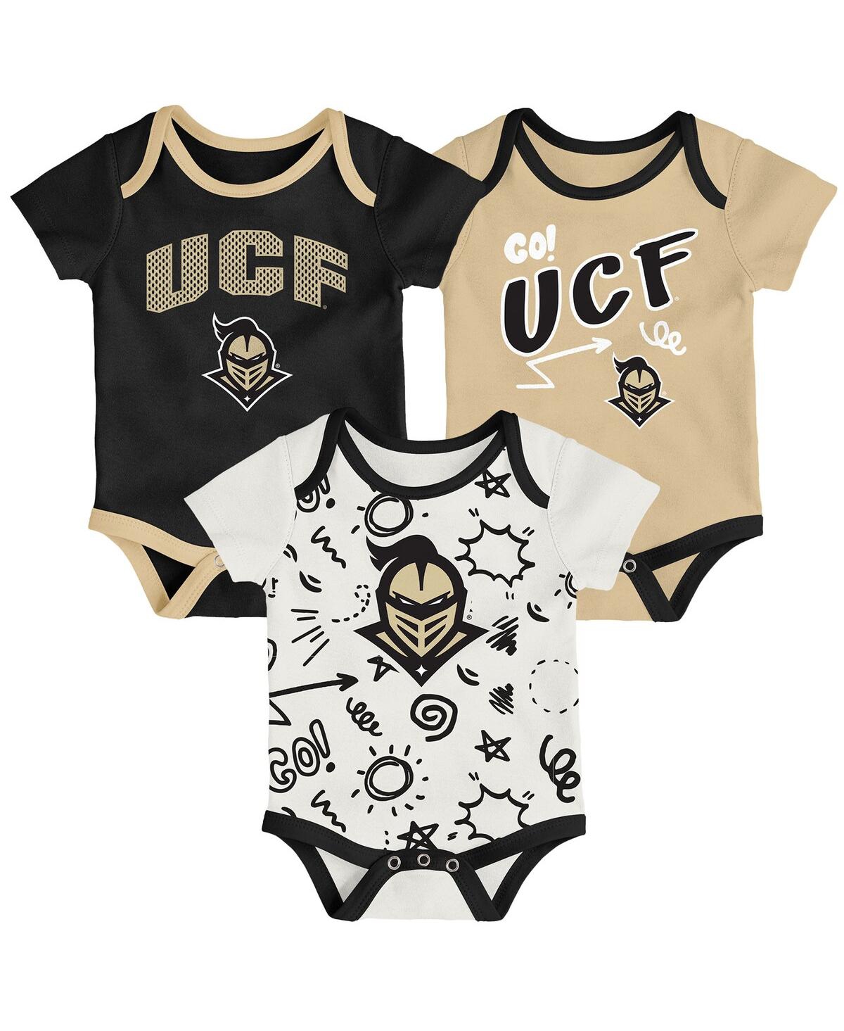 Outerstuff Baby Boys And Girls 3-pack Black Ucf Knights All Day Play Bodysuit Set In Multi