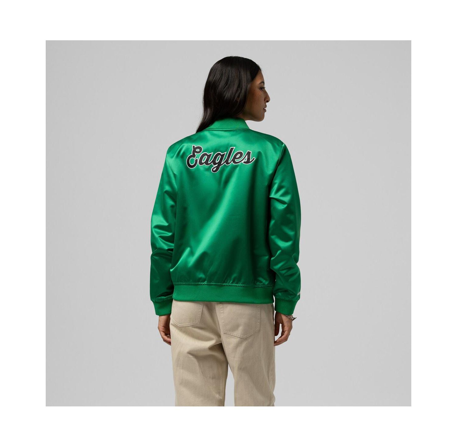 Women's Kelly Green Philadelphia Eagles Full-Snap Satin Jacket